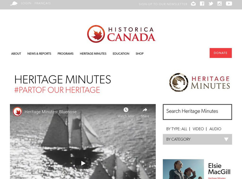 Historica Canada: History by the Minute: Bluenose Schooner Website Historica Canada: History by the Minute: Bluenose Schooner Website