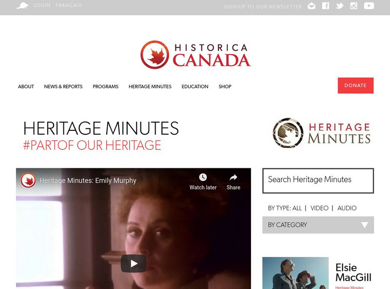 Historica Canada: Heritage Minutes: Emily Murphy Website Historica Canada: Heritage Minutes: Emily Murphy Website