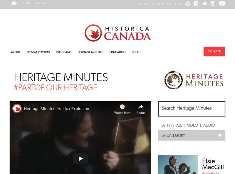 Historica Canada: Heritage Minutes: Halifax Explosion 1917 Website Historica Canada: Heritage Minutes: Halifax Explosion 1917 Website