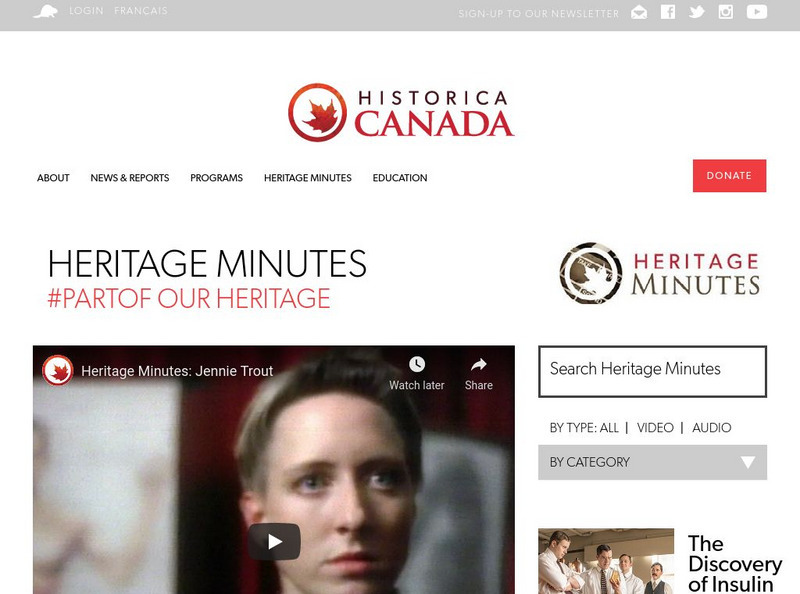 Historica Canada: Heritage Minutes: Jennie Trout Website Historica Canada: Heritage Minutes: Jennie Trout Website