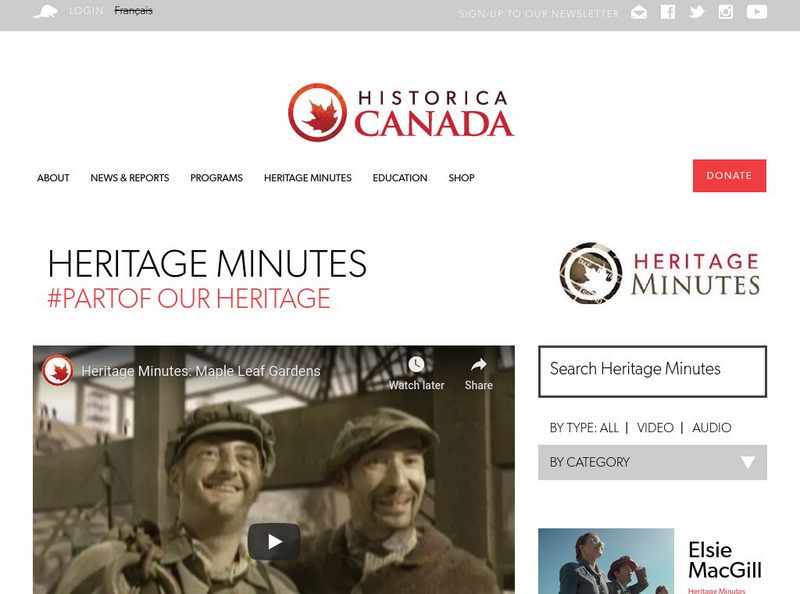 Historica Canada: Heritage Minutes: Maple Leaf Gardens Website Historica Canada: Heritage Minutes: Maple Leaf Gardens Website