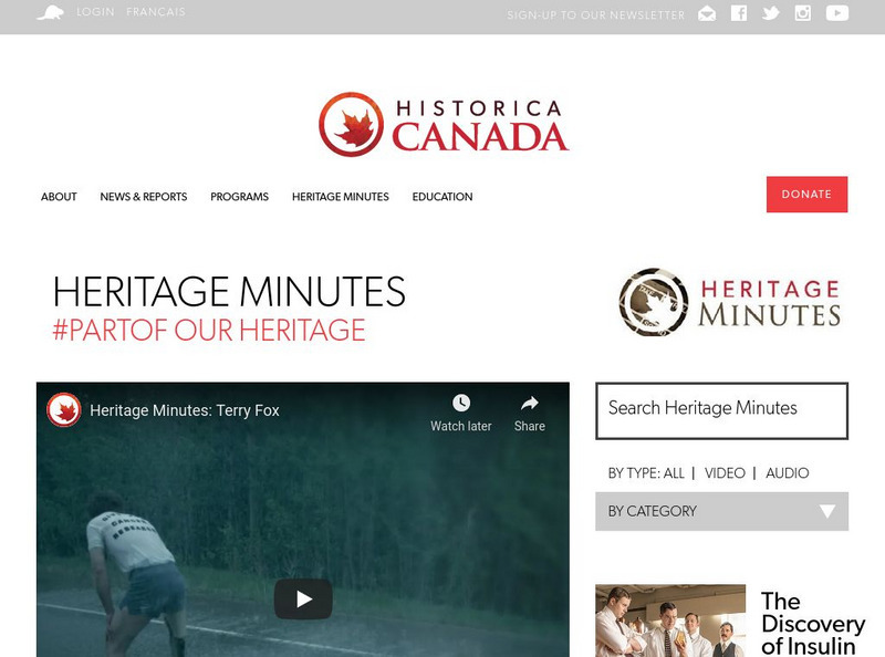 Historica Canada: Heritage Minutes: Footprints: Terry Fox Website