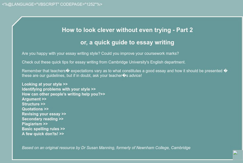 University of Cambridge: How to Look Clever Without Even Trying Part 2 Handout