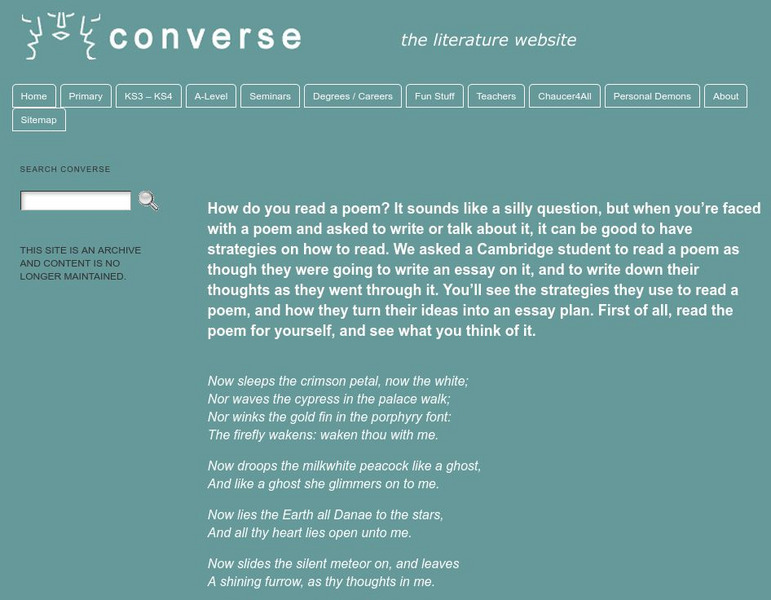 University of Cambridge: How to Read a Poem Article University of Cambridge: How to Read a Poem Article
