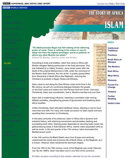 Bbc: The Story of Africa: Islam Article Bbc: The Story of Africa: Islam Article