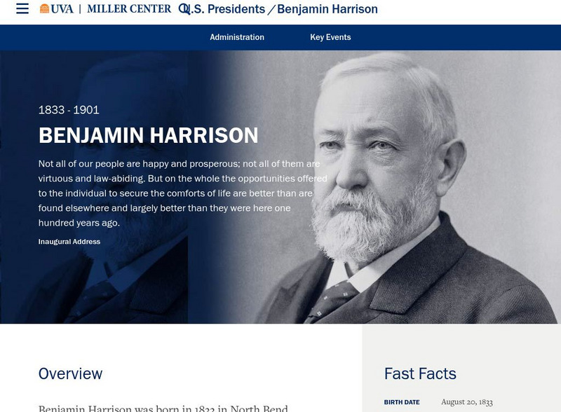 Miller Center at Uva: u.s. Presidents: Benjamin Harrison Website Miller Center at Uva: u.s. Presidents: Benjamin Harrison Website
