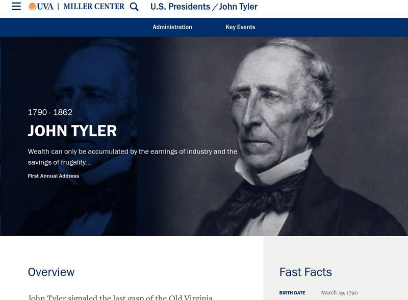 Miller Center at Uva: u.s. Presidents: John Tyler Website Miller Center at Uva: u.s. Presidents: John Tyler Website