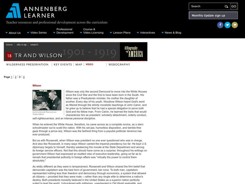 Annenberg Learner: A Biography of America: Woodrow Wilson Handout Annenberg Learner: A Biography of America: Woodrow Wilson Handout