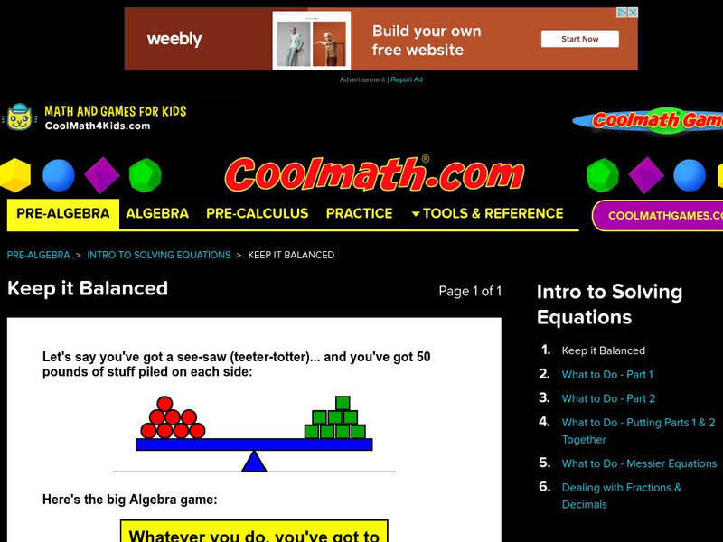 Coolmath: Keep It Balanced Graphic Coolmath: Keep It Balanced Graphic