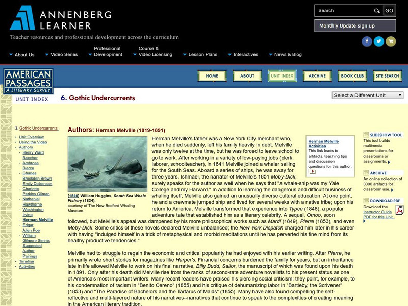 Annenberg Learner: American Passages: Gothic Undercurrents: Herman Melville Unit Plan
