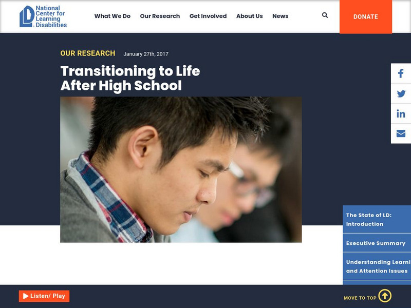 National Center for Learning Disabilities: Transitioning to Life After...school Website National Center for Learning Disabilities: Transitioning to Life After...school Website