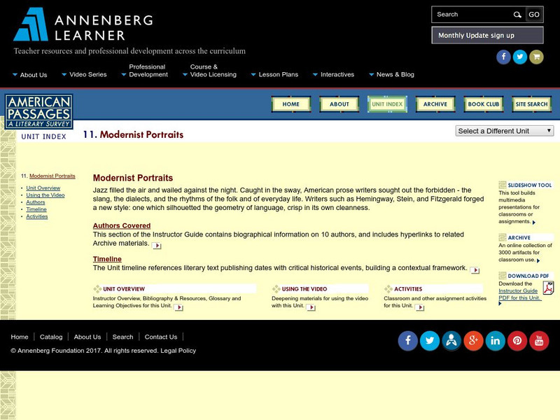 Annenberg Learner: American Passages: Modernist Portraits Unit Plan Annenberg Learner: American Passages: Modernist Portraits Unit Plan