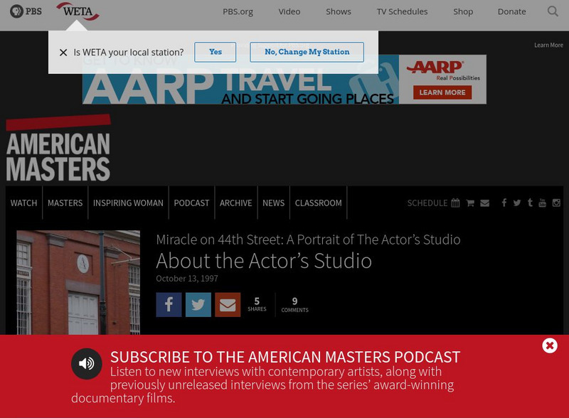 Pbs: American Masters: The Actor's Studio Website