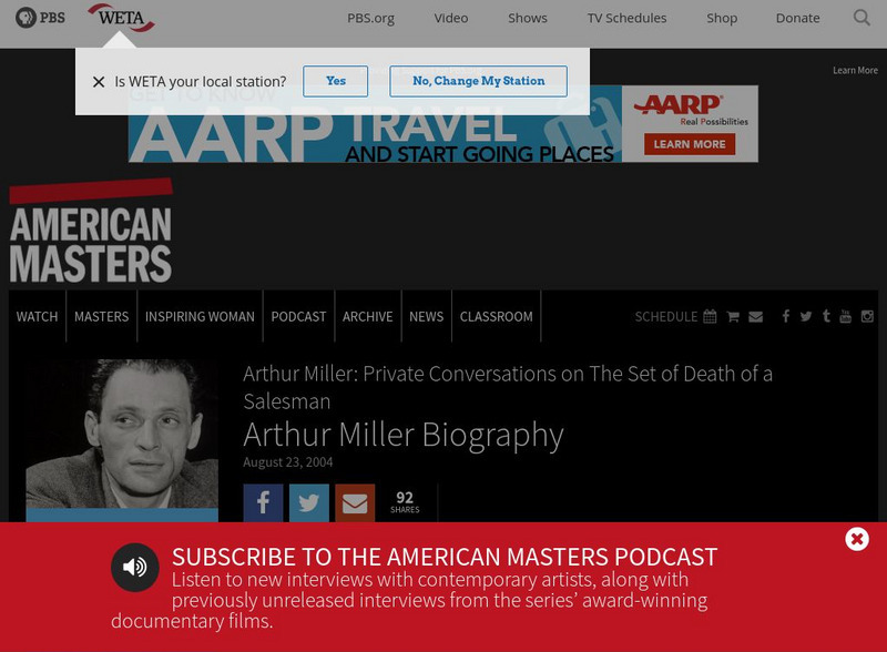 Pbs: American Masters: Arthur Miller Website