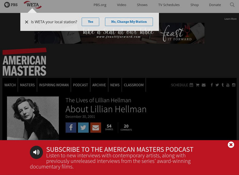 Pbs: American Masters: Lillian Hellman Website Pbs: American Masters: Lillian Hellman Website