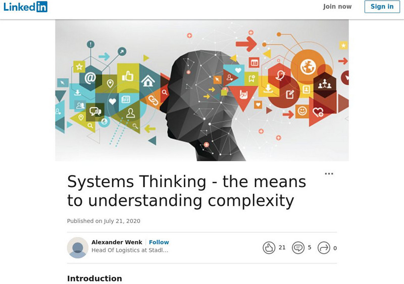 Stadler: Systems Thinking the Means to Understanding Complexity Article