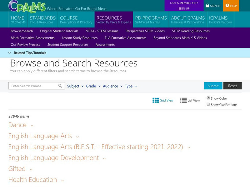 Cpalms: Browse and Search Resources Professional Doc