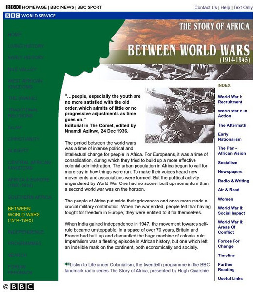 Bbc: Africa: Between the World Wars Article Bbc: Africa: Between the World Wars Article