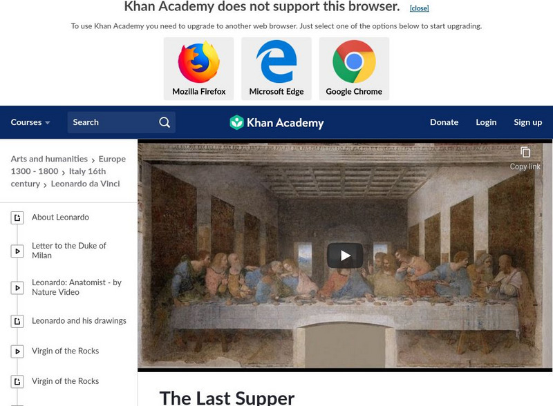 Khan Academy: Art History: Leonardo's Last Supper Instructional Video Khan Academy: Art History: Leonardo's Last Supper Instructional Video