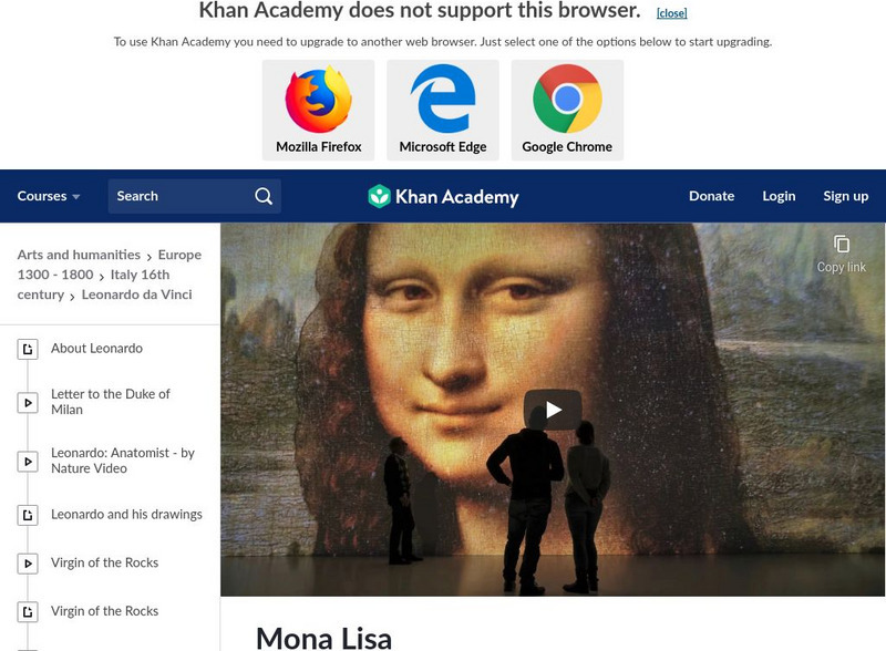 Khan Academy: Art History: Leonardo's Mona Lisa Instructional Video Khan Academy: Art History: Leonardo's Mona Lisa Instructional Video