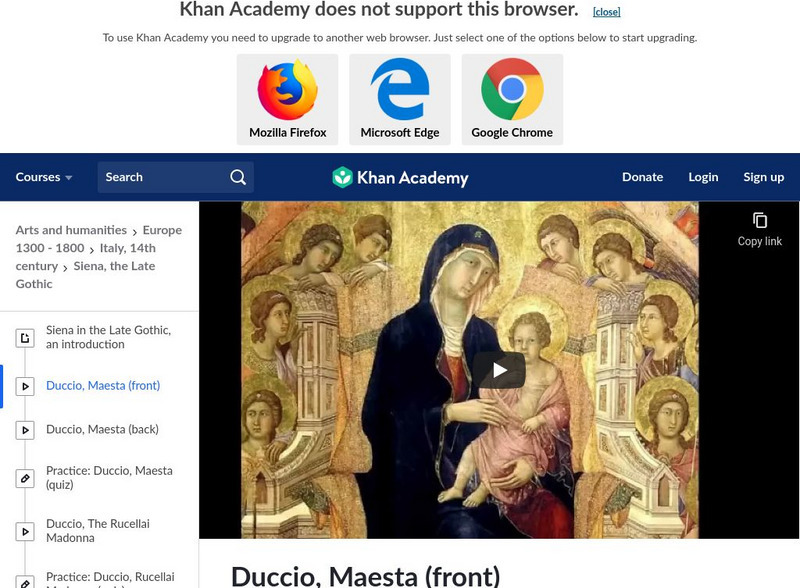 Khan Academy: Art History: Duccio's Maesta Instructional Video Khan Academy: Art History: Duccio's Maesta Instructional Video
