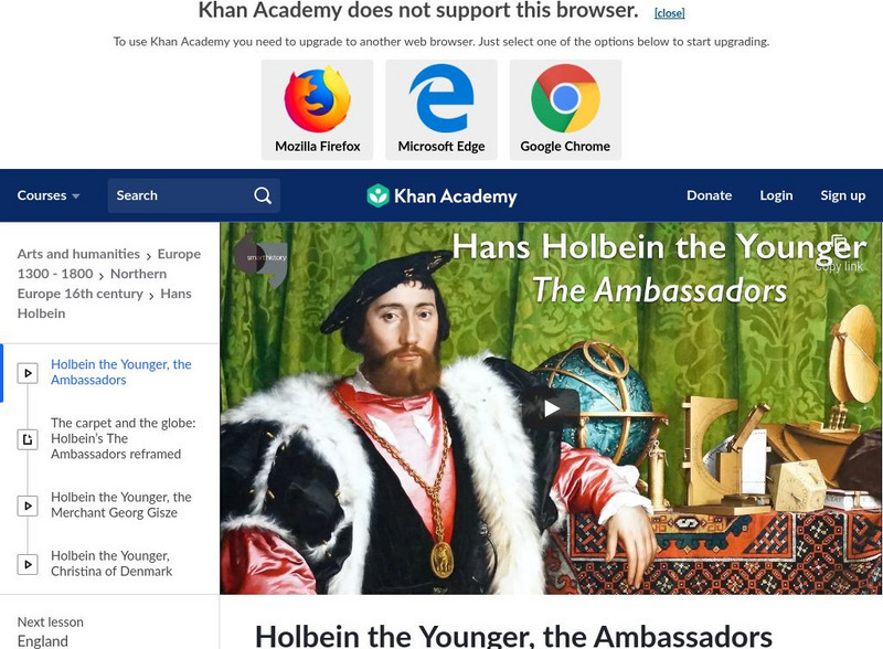 Khan Academy: Holbein the Younger, the Ambassadors Instructional Video