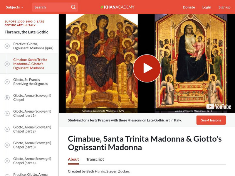Khan Academy: Art History: 1300 1400 Proto Renaissance Instructional Video