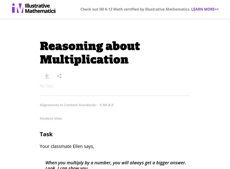 Illustrative Mathematics: Reasoning About Multiplication Lesson Plan Illustrative Mathematics: Reasoning About Multiplication Lesson Plan