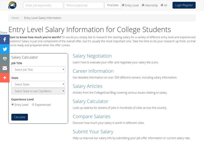 College Grad: Salary Wizard Article College Grad: Salary Wizard Article