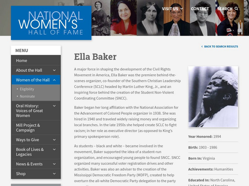 National Women's Hall of Fame: Ella Baker Website National Women's Hall of Fame: Ella Baker Website