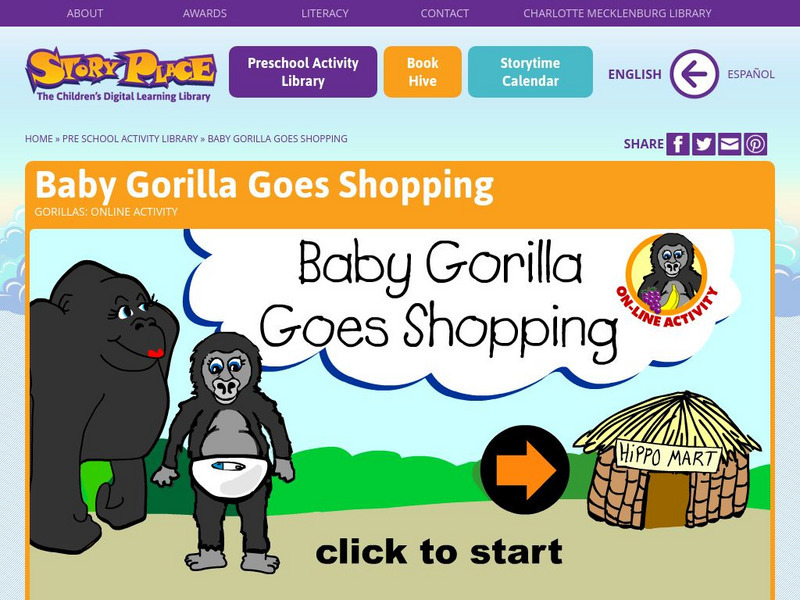 Story Place: Baby Gorilla Goes Shopping Activity