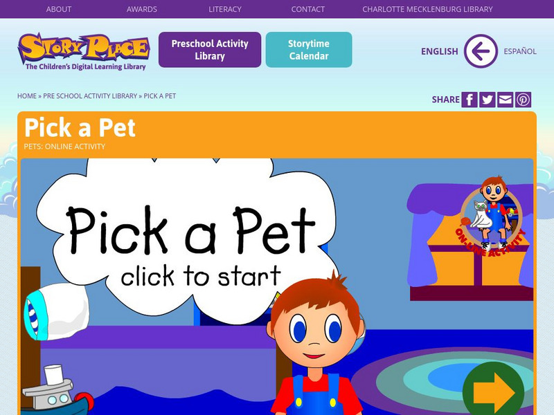 Story Place: Pick a Pet Activity