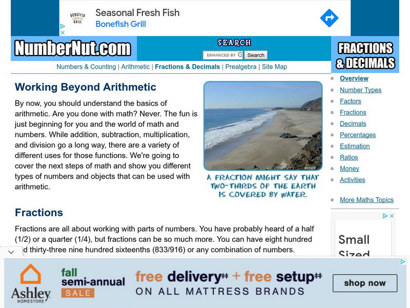 Number Nut: Working Beyond Arithmetic: Fractions and Decimals Website Number Nut: Working Beyond Arithmetic: Fractions and Decimals Website