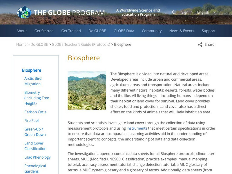 The Globe Program: Biosphere Unit Plan The Globe Program: Biosphere Unit Plan
