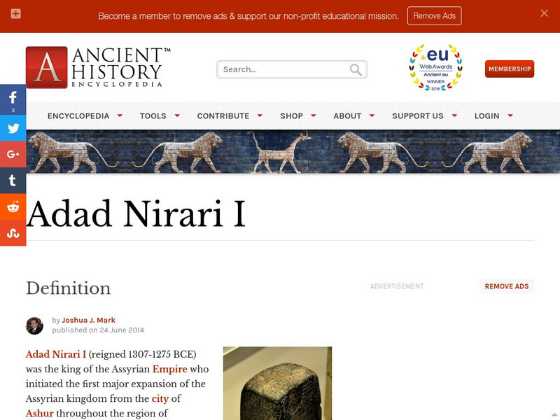 World History Encyclopedia: Adad Nirari I Handout World History Encyclopedia: Adad Nirari I Handout