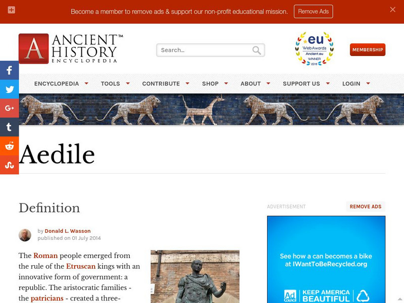 World History Encyclopedia: Aedile Handout World History Encyclopedia: Aedile Handout