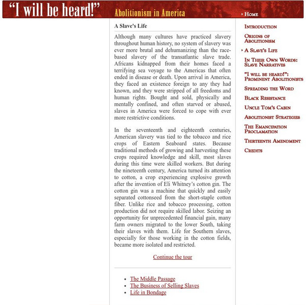 Cornell University: Library: I Will Be Heard: A Slave's Life Website Cornell University: Library: I Will Be Heard: A Slave's Life Website