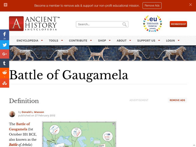 World History Encyclopedia: Battle of Gaugamela Handout World History Encyclopedia: Battle of Gaugamela Handout