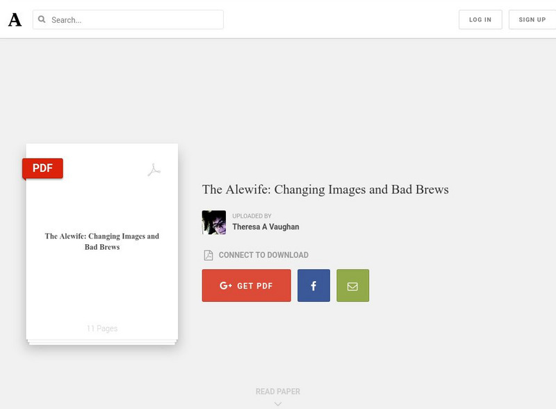 Academia.edu: Avista Forum Journal: The Alewife: Changing Images and Bad Brews Article Academia.edu: Avista Forum Journal: The Alewife: Changing Images and Bad Brews Article