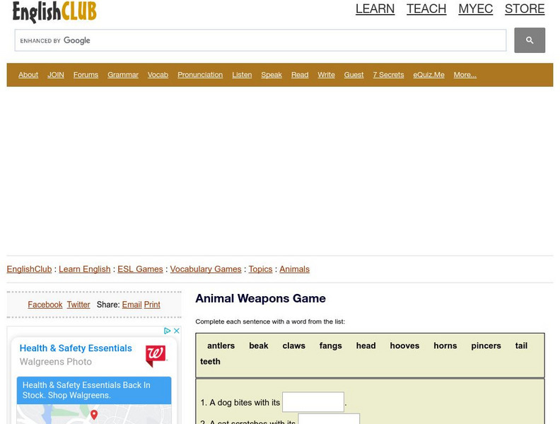 English Club: Vocabulary: Cloze Games: Animals Cloze 5 Interactive English Club: Vocabulary: Cloze Games: Animals Cloze 5 Interactive