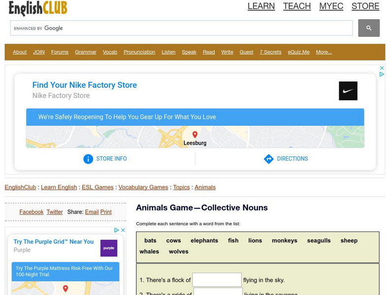 English Club: Vocabulary: Cloze Games: Animals Cloze 6 Interactive English Club: Vocabulary: Cloze Games: Animals Cloze 6 Interactive