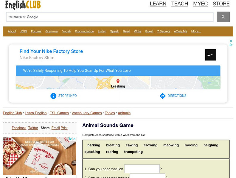 English Club: Vocabulary: Cloze Games: Animals Cloze 7 Interactive English Club: Vocabulary: Cloze Games: Animals Cloze 7 Interactive