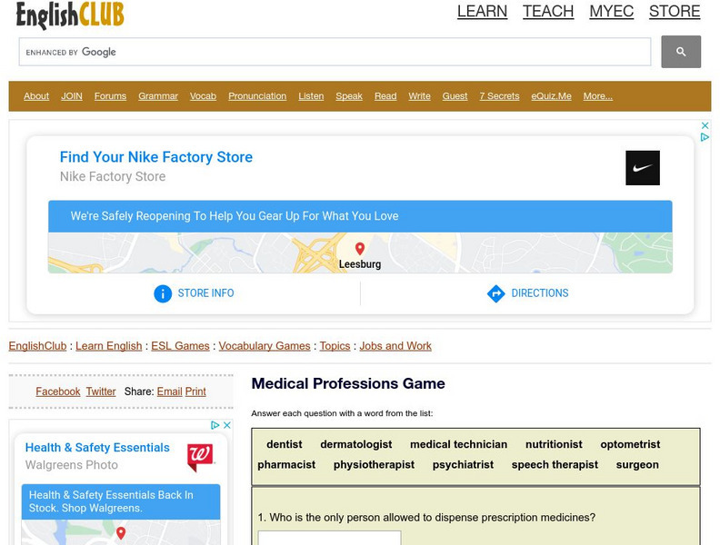 English Club: Vocabulary: Cloze Games: Jobs 8 Interactive English Club: Vocabulary: Cloze Games: Jobs 8 Interactive
