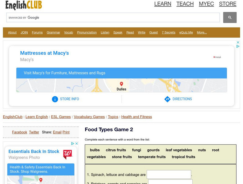 English Club: Vocabulary: Cloze Games: Health 2 Interactive English Club: Vocabulary: Cloze Games: Health 2 Interactive