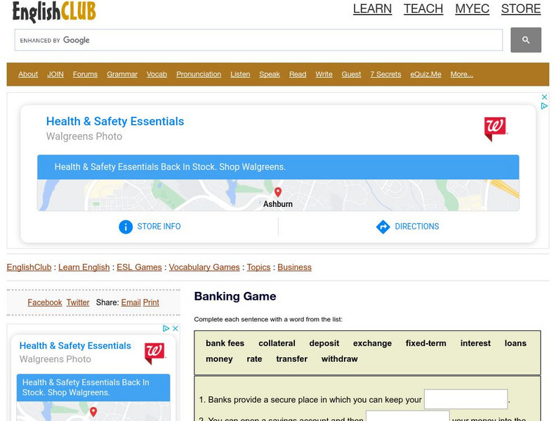 English Club: Vocabulary: Cloze Games: Business 2 Interactive English Club: Vocabulary: Cloze Games: Business 2 Interactive