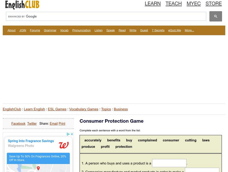 English Club: Vocabulary: Cloze Games: Business 8 Interactive English Club: Vocabulary: Cloze Games: Business 8 Interactive