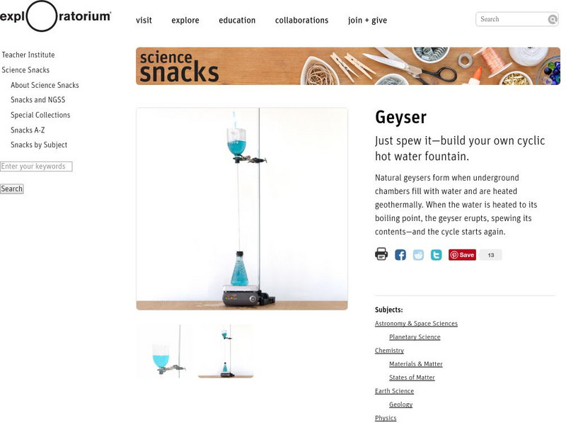 Exploratorium: Science Snacks: Geyser Activity Exploratorium: Science Snacks: Geyser Activity