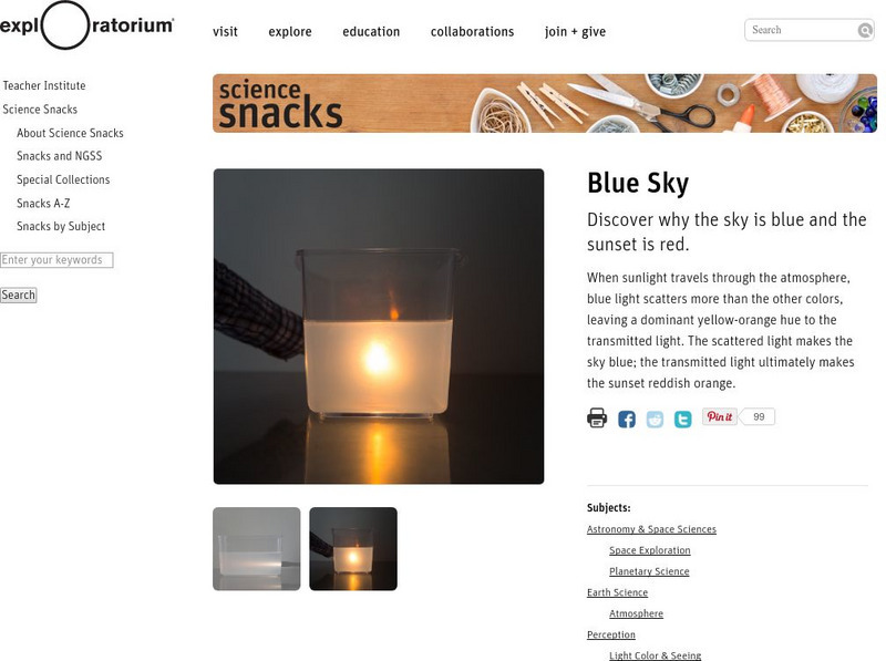 Exploratorium: Science Snacks: Blue Sky Activity Exploratorium: Science Snacks: Blue Sky Activity