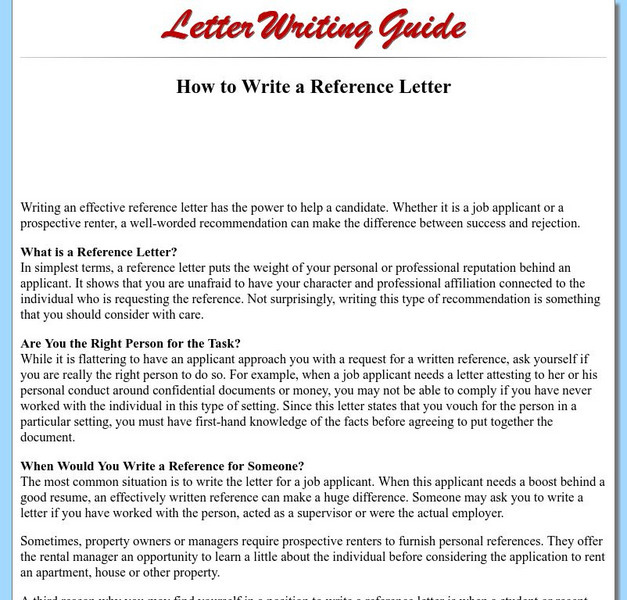 How to Write a Reference Letter Handout for 9th - 10th Grade | Lesson ...