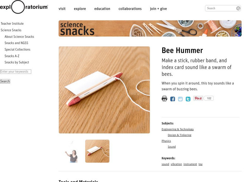 Exploratorium: Science Snacks: Bee Hummer Activity Exploratorium: Science Snacks: Bee Hummer Activity